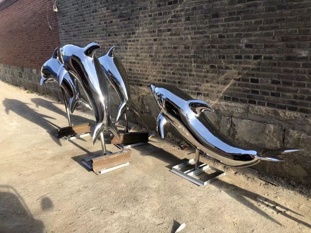 鏡面海豚不銹鋼動(dòng)物雕塑
