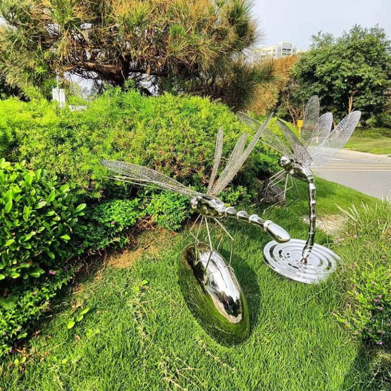 公園動(dòng)物不銹鋼蜻蜓雕塑