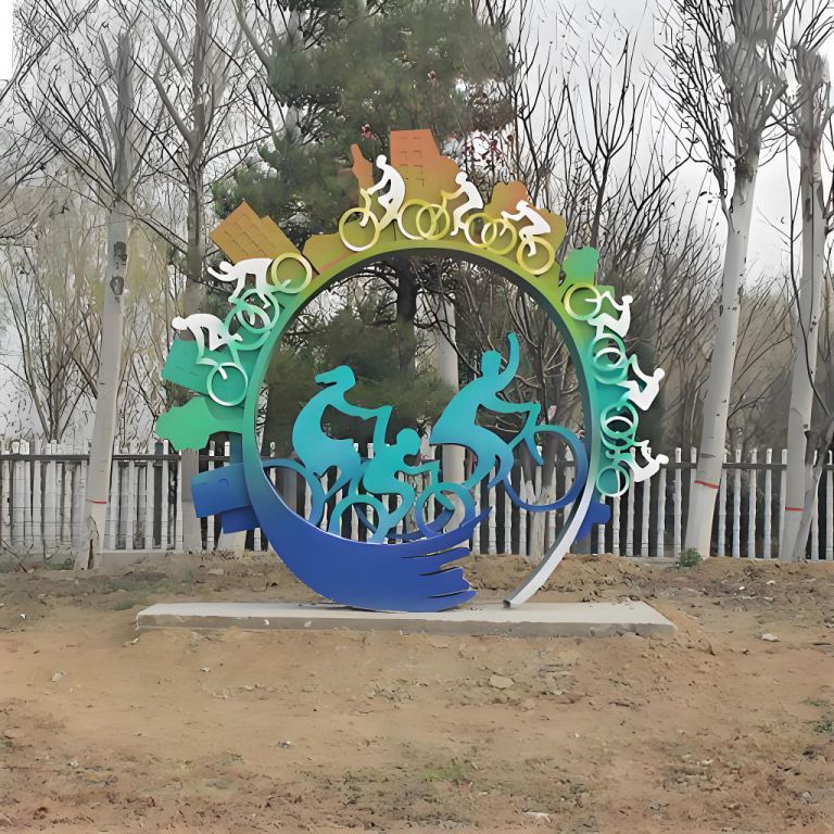 城市景觀運動人物標(biāo)識牌雕塑