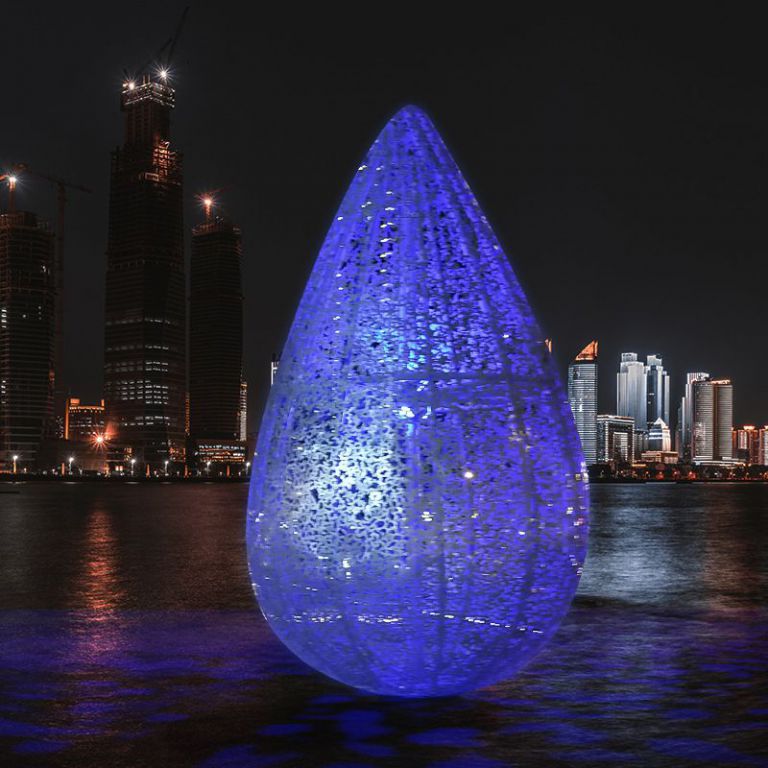 鏤空水滴不銹鋼景觀雕塑