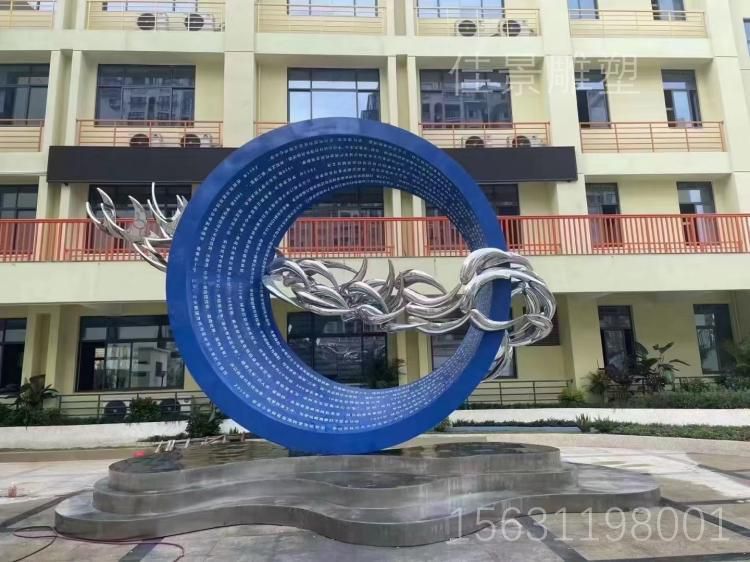魚(yú)群圓環(huán)雕塑 不銹鋼景觀雕塑廠家