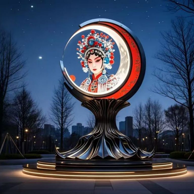 國(guó)風(fēng)不銹鋼圓環(huán)雕塑