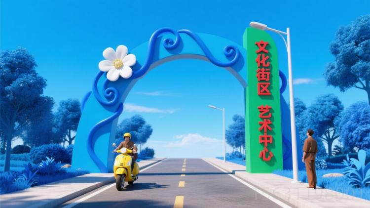 文化街區(qū)不銹鋼藝術(shù)拱門雕塑