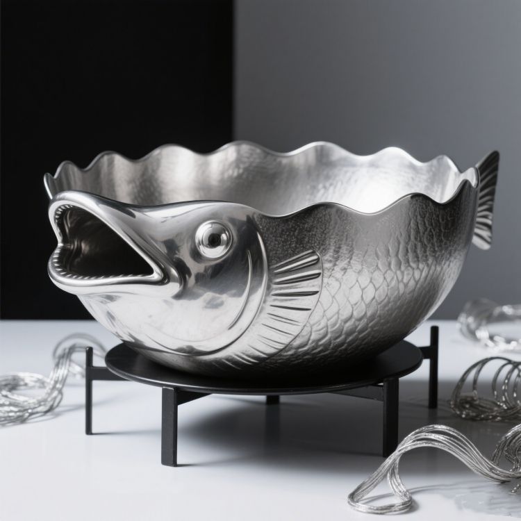魚(yú)盆雕塑 不銹鋼魚(yú)造型雕塑
